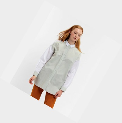 Aigle A Classic Collar Long Sleeves Hybrid Women's Shirts Grey / White | 250-UNYBGZ