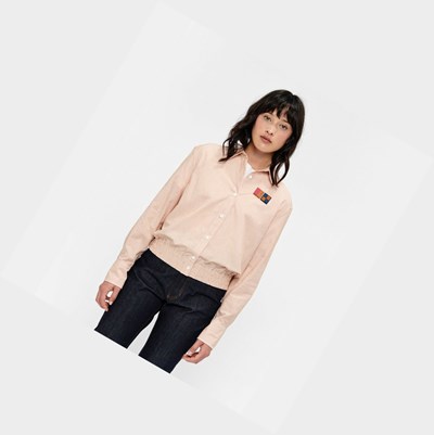 Aigle A Classic Collar Long Sleeves Seersucker Women's Shirts Coral | 012-DKSQGE
