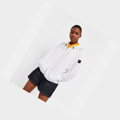 Aigle A Long Sleeves Hoody With Dry Cool Function Women's Coats & Jackets White | 965-MYLFWS