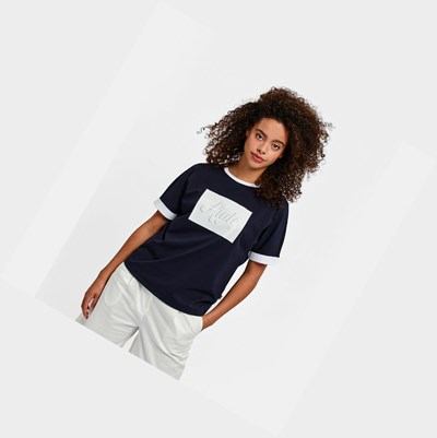 Aigle A Short Sleeves Tee Shirt With Uvc Function Women's Polo Shirts White / Black | 843-WCSZBU