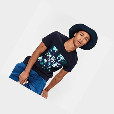 Aigle A Sleeves Tee Shirt With Dry Fast Function Men's T Shirts Navy | 780-YLSKAN