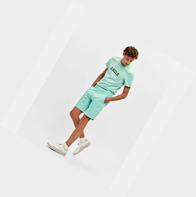 Aigle Chino Bermuda Men's Shorts Turquoise | 605-IXDJRC