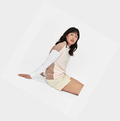 Aigle Colour-block Fleece Women's Jumpers Beige / White | 948-AGEPQL