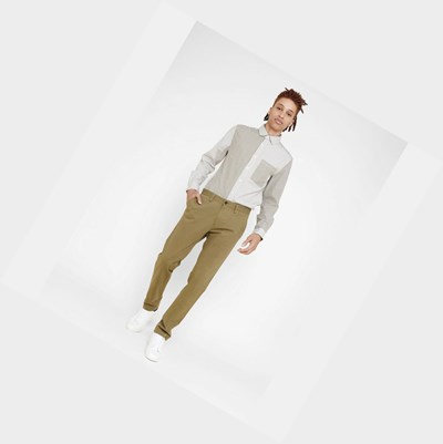 Aigle Cotton Chino Men's Pants Olive | 815-KQNCPV