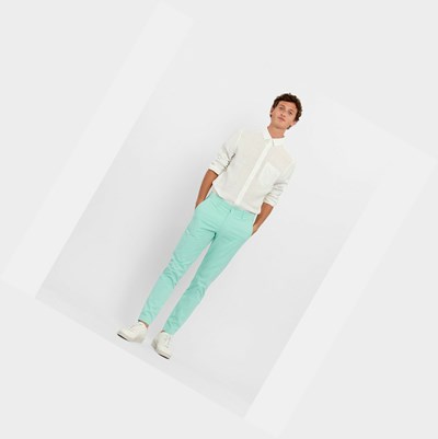 Aigle Cotton Chino Men's Pants Turquoise | 813-LSXBQD