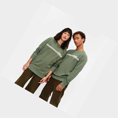 Aigle Crew Neck Men's Sweatshirts Olive | 196-GSEHUW