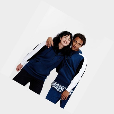 Aigle Half-zip Hoodie Men's Sweatshirts Blue | 294-ZUDCVX