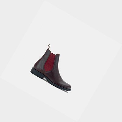 Aigle Leather Ankle Women's Chelsea Boots Black / Red | 482-ESLUCT