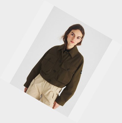 Aigle Military Inspired Short Women's Coats & Jackets Olive | 710-ZCNQPU