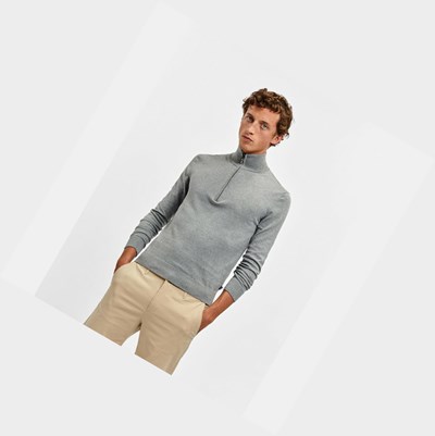 Aigle Open-neck Wool Men's Sweatshirts Grey | 753-SJYCRO