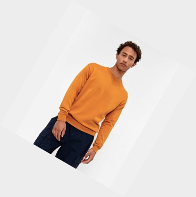 Aigle Organic Coton Crew-neck Men's Sweatshirts Orange | 187-THDJOZ