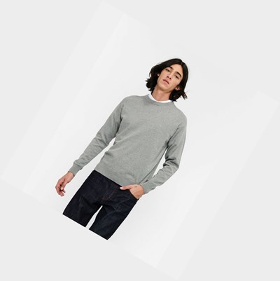 Aigle Organic Coton Crew-neck Men's Sweatshirts Grey | 631-HCMKUS