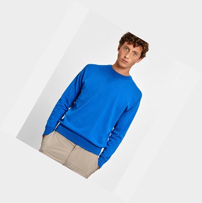 Aigle Organic Coton Crew-neck Men's Sweatshirts Blue | 782-UNMOTP