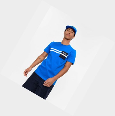 Aigle Organic Coton Crew-neck Men's T Shirts Blue | 017-WUGOEA