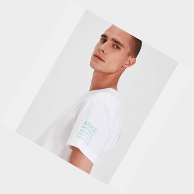 Aigle Organic Cotton Men's T Shirts White | 837-UOPKJA