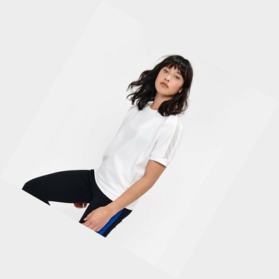 Aigle Oversized Organic Coton Women's T Shirts White | 327-TMFLRA