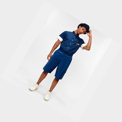 Aigle Packable And Water-repellent Bermuda Men's Shorts Blue | 793-IEGFMO