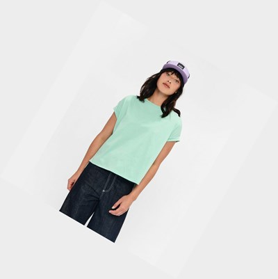Aigle Short Sleeves Tee Shirt With Dry Fast Function Women's T Shirts Turquoise | 256-RWVDKX