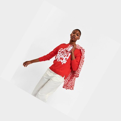 Aigle Slim-fit Cotton Jumper Women's Jumpers Red / White | 720-DPYEWA