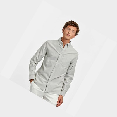 Aigle Striped Men's Shirts Grey | 407-AGHCBK