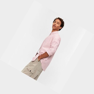 Aigle Striped Men's Shirts Pink | 398-RWIMHL
