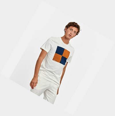 Aigle Technical Crew-neck Men's T Shirts White | 902-HDYIGS