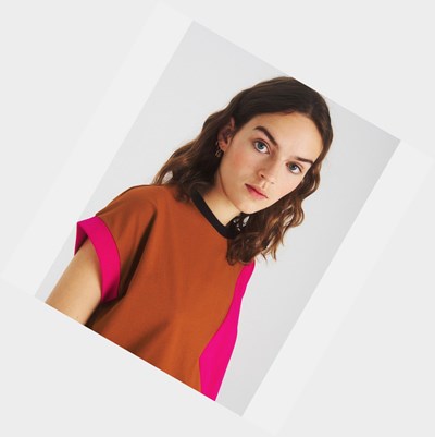 Aigle Technical Crew-neck Women's T Shirts Khaki / Red | 497-NYSDAX