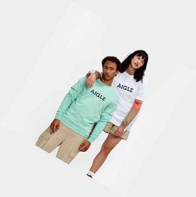 Aigle Technical Men's T Shirts Turquoise | 724-RPJKFT
