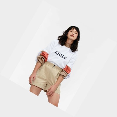 Aigle Technical Men's T Shirts White | 760-DYBWMG
