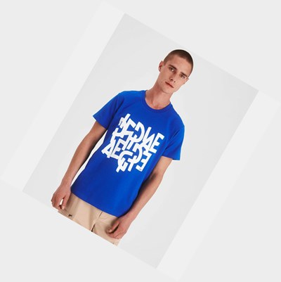 Aigle Technical Men's T Shirts White / Blue | 916-XYJZIA