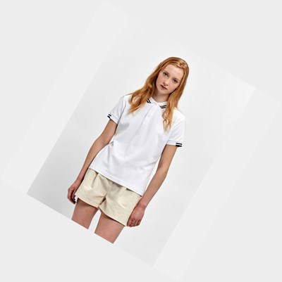 Aigle Technical Short-sleeved Women's Polo Shirts White | 513-AZGQMT