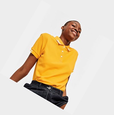 Aigle Technical Short-sleeved Women's Polo Shirts Yellow | 547-LKBUPY