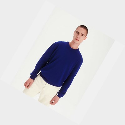 Aigle The Basic Crew-neck Men's Sweatshirts Blue | 690-SPLRAX