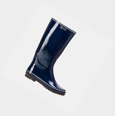 Aigle The Classic And Feminine Patent Women's Rain Boots Navy | 105-IEHRAM