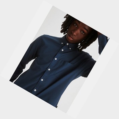 Aigle The Classic Cotton Men's Shirts Navy | 697-ZHNEUK