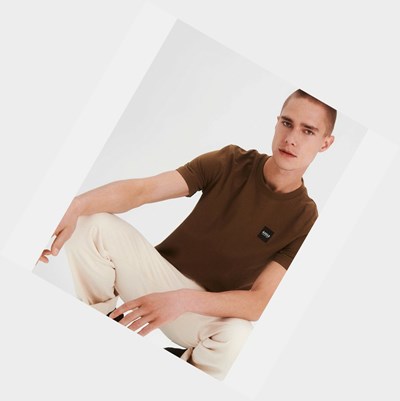 Aigle The Essential Basic Men's T Shirts Khaki | 136-JBWHAE