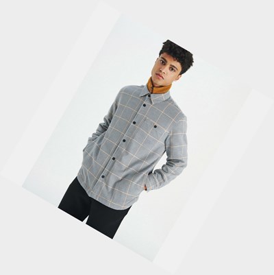 Aigle The Fleece-lined Check Men's Shirts Grey | 328-HTNMIU