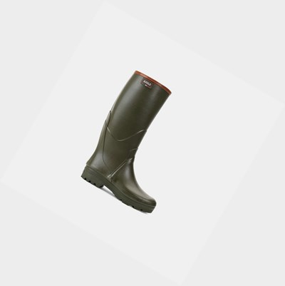 Aigle The High-performance Split Leather Men's Garden Boots Green | 953-NSATBK