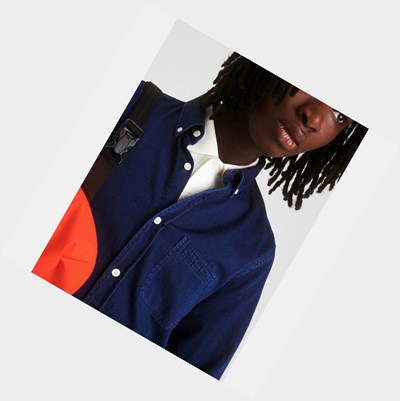 Aigle This Season's Denim Men's Shirts Navy | 412-BDWGAM