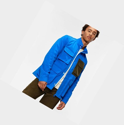 Aigle Water-repellent & Recycled Safari Men's Coats & Jackets Blue | 194-JQMNGK