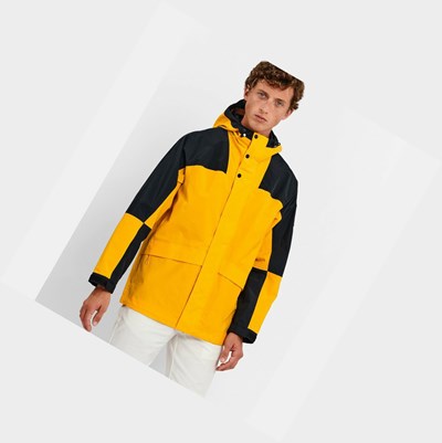 Aigle Waterproof Colour-block Men's Parkas Yellow / Black | 837-KRSPTD